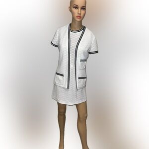 Woman’s small 2piece dress and jacket. White dress with black border